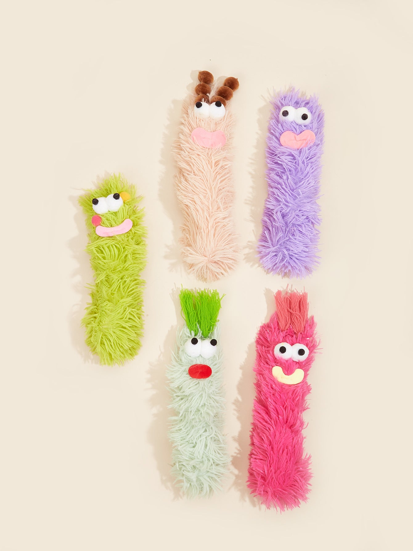 5PCS Funny Plush Cat Toys with Catnip, Interactive Crinkle Sound Kicker Toys for Indoor Cats, Soft Fluffy Monster Pillow Chew Toys for Kitten Teething, Boredom Relief & Exercise
