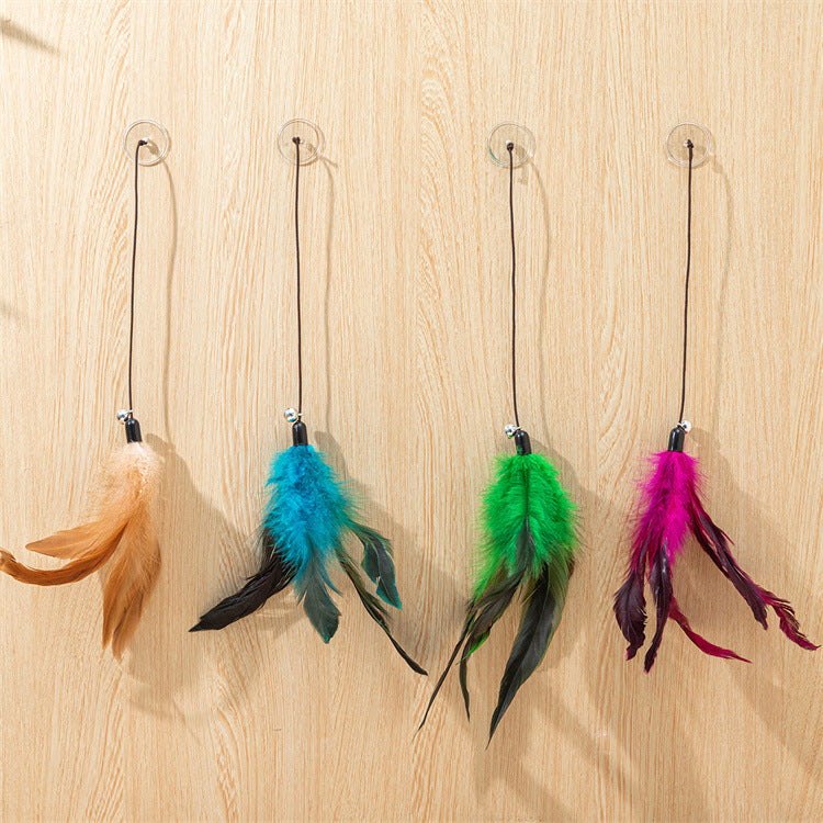 4 in 1 Interactive Cat Toys with Suction Cup, Hanging Crinkle Paper Ball & Feather Teaser, Self-Play Cat Toy for Kitten, Cat Enrichment Toys for Indoor Cats
