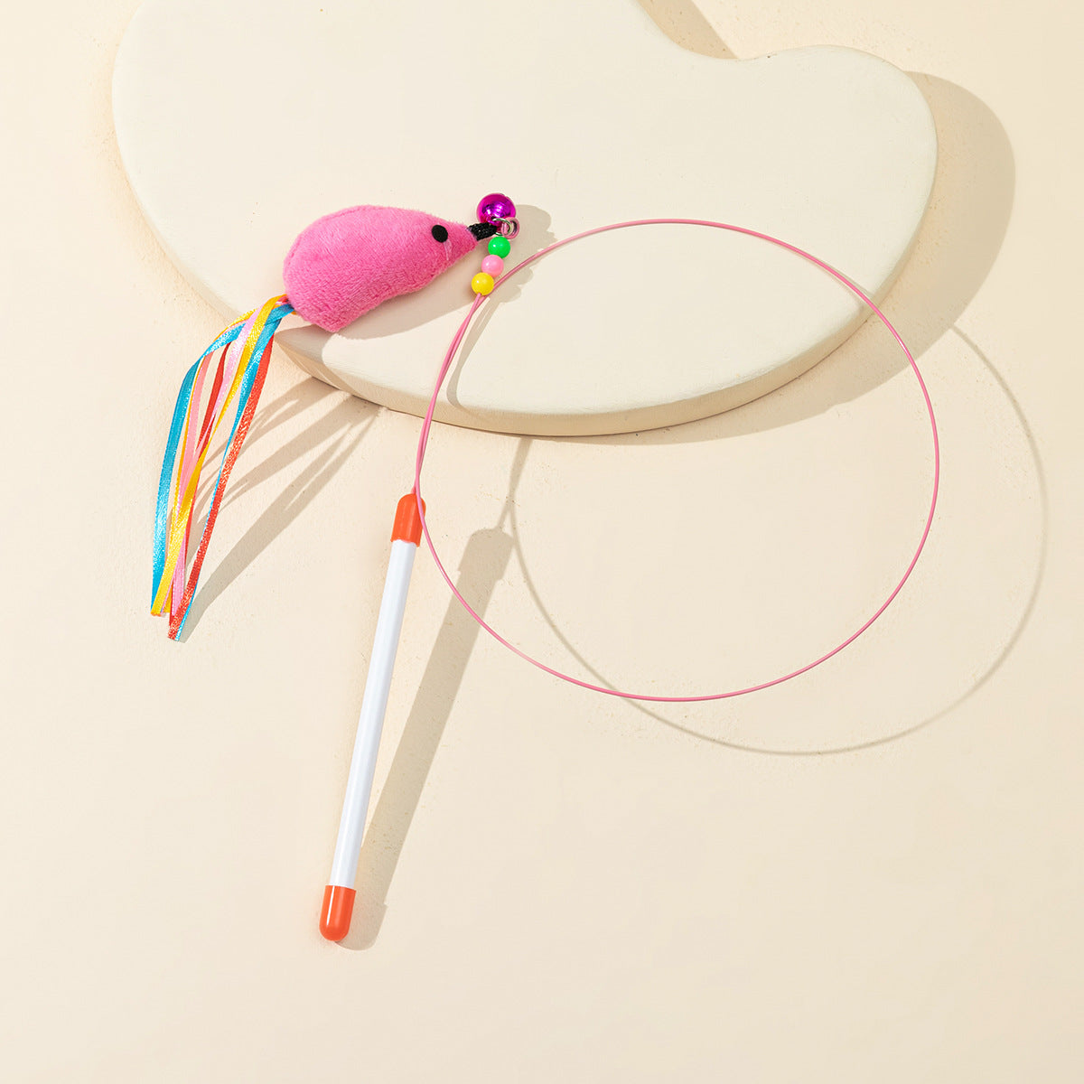 37.4" Durable Steel Wire Cat Teaser Wand | Interactive Feather/Mouse Cat Toy with Bell
