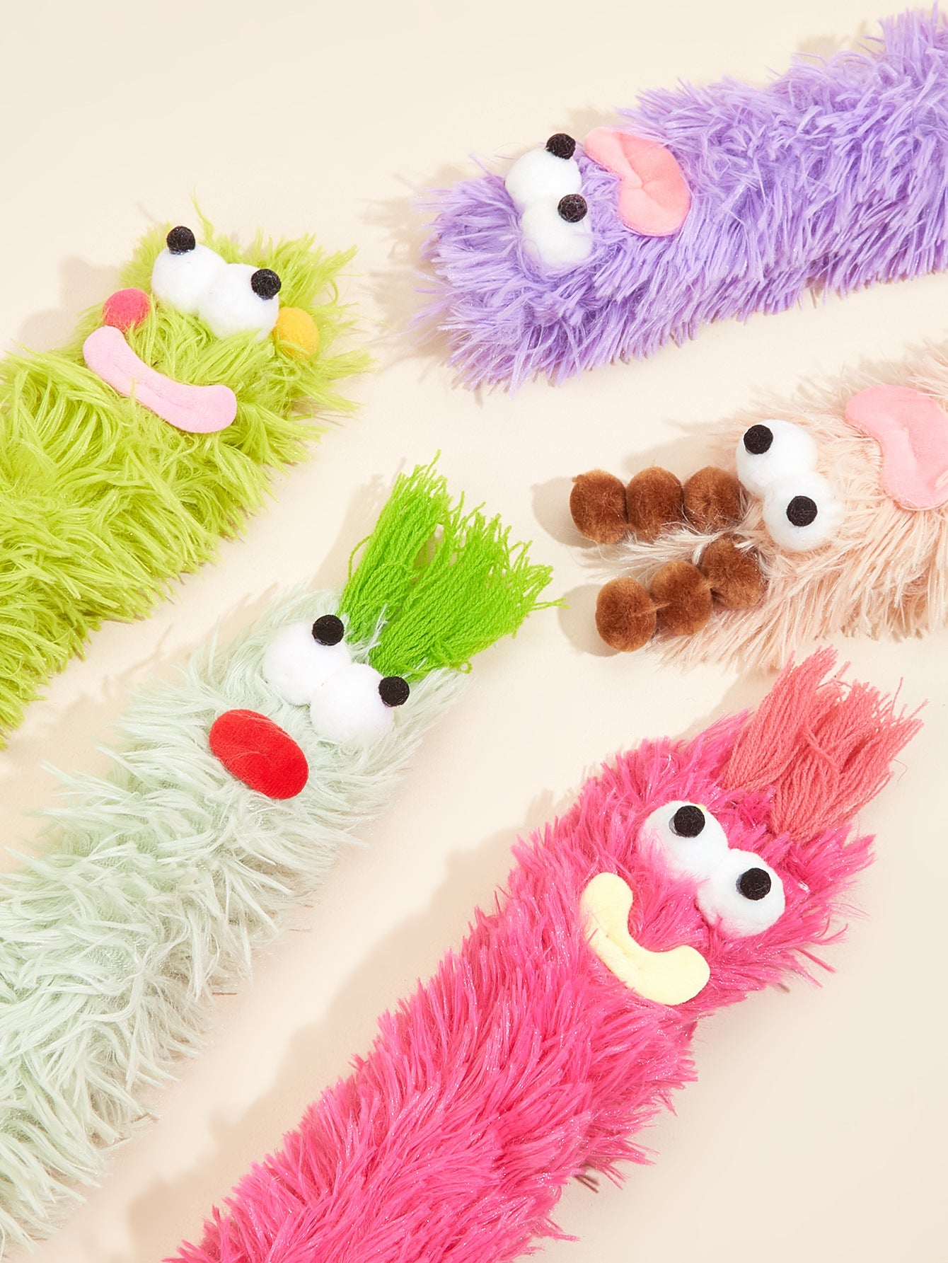 5PCS Funny Plush Cat Toys with Catnip, Interactive Crinkle Sound Kicker Toys for Indoor Cats, Soft Fluffy Monster Pillow Chew Toys for Kitten Teething, Boredom Relief & Exercise