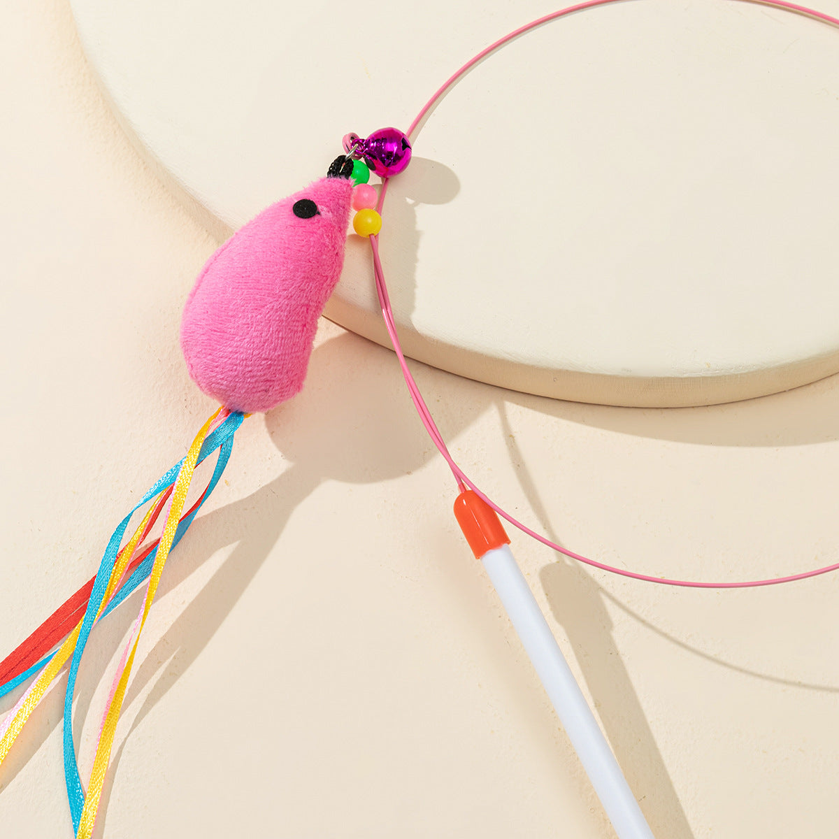 37.4" Durable Steel Wire Cat Teaser Wand | Interactive Feather/Mouse Cat Toy with Bell