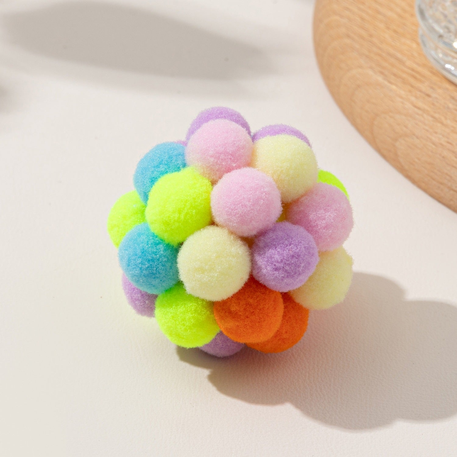 5cm Colorful Plush Pom Pom Cat Toy Balls, Interactive Kitten Chew & Chase Toys for Cats Exercise, Boredom Relief & Teeth Cleaning