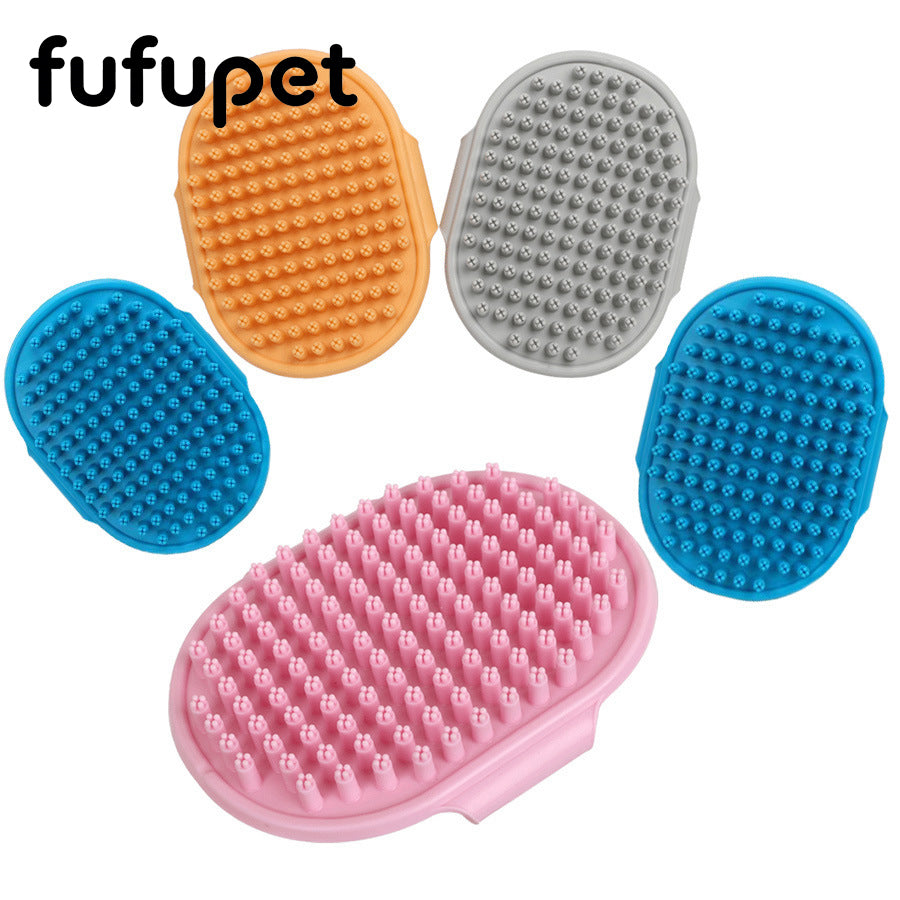 Silicone Pet Bath Brush, Grooming & Massage Brush for Dogs & Cats, Soft Bristles Shampoo Brush for Shedding, Bathing & Hair Removal, 4 Colors Available