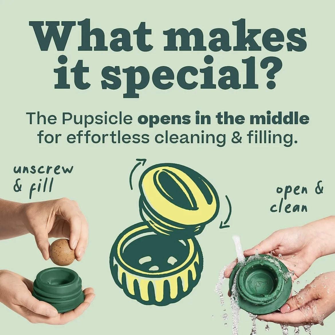 FUFUPET Pupsicle Dog Enrichment Toy | Reusable Fillable Treat Ball for Boredom & Anxiety Relief