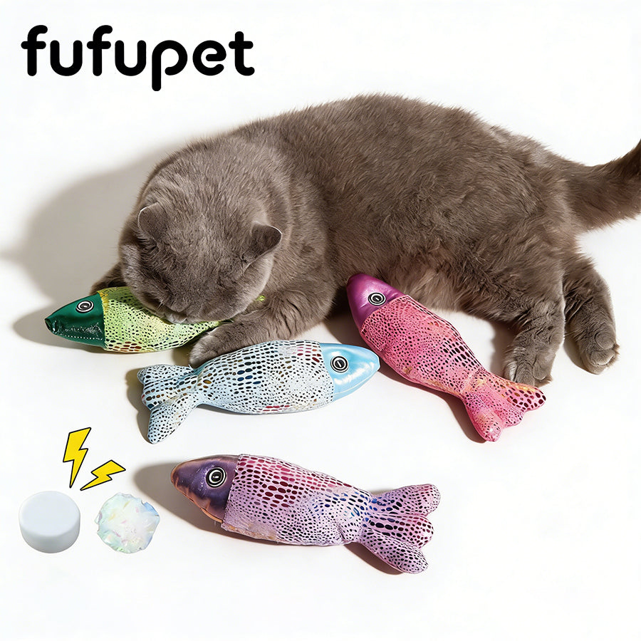 Colorful Plush Fish Cat Toy with Catnip & Squeaker - Interactive Kitten Teething & Play Toy