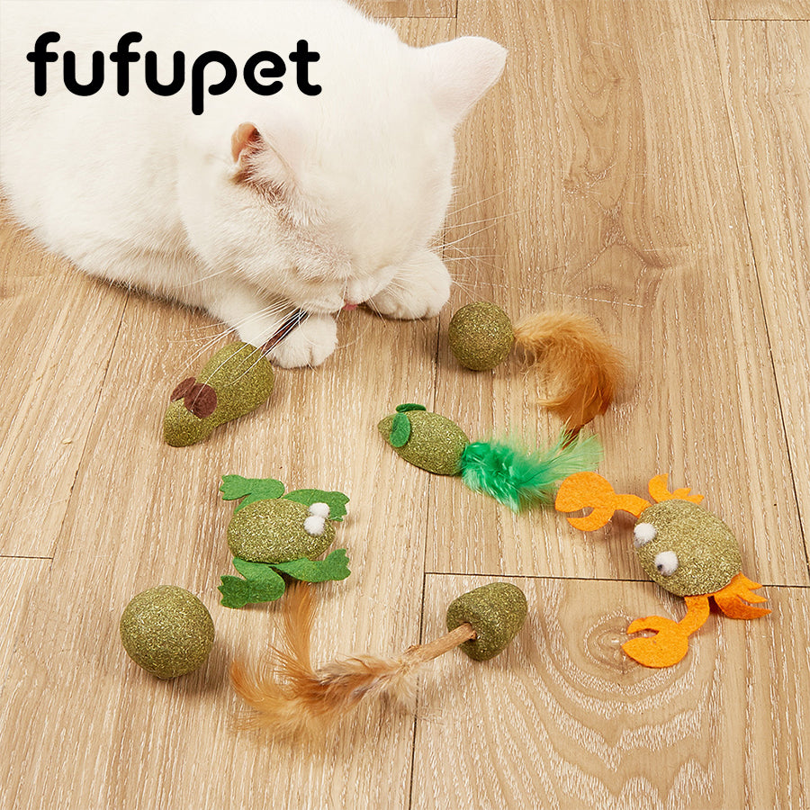 Catnip Toys for Cats, Interactive Kitten Toys with Feather, Natural Silvervine Cat Chew Toys for Teeth Cleaning, Boredom Relief & Indoor Cats Play
