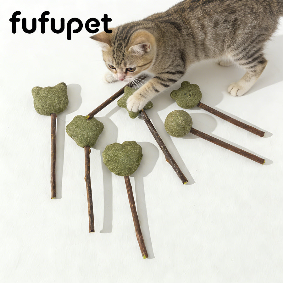 Natural Silvervine Catnip Lollipop for Cats - Interactive Chew Toy & Dental Treat