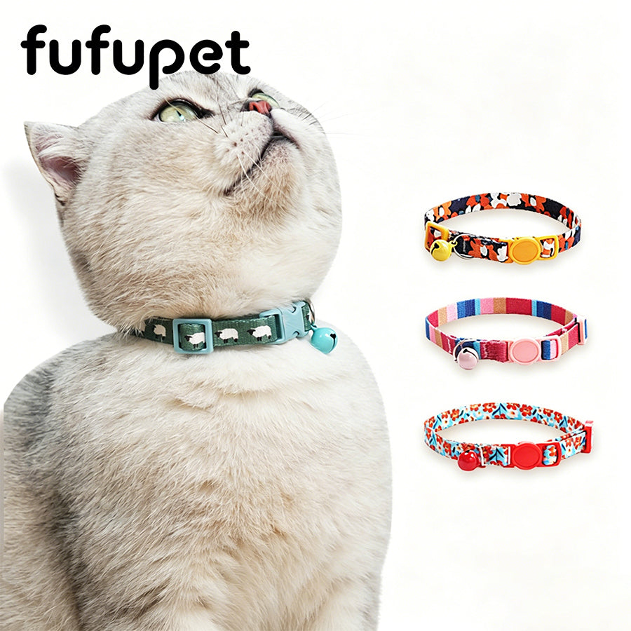 Breakaway Cat Collar with Bell, 10-20cm Adjustable Safety Kitten Collar, Lightweight 10g Cute Printed Cat Collar for Cats