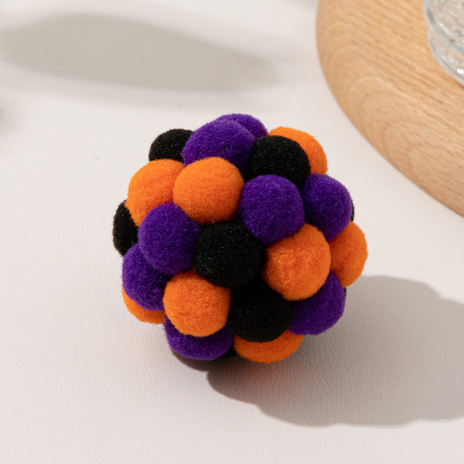 5cm Colorful Plush Pom Pom Cat Toy Balls, Interactive Kitten Chew & Chase Toys for Cats Exercise, Boredom Relief & Teeth Cleaning