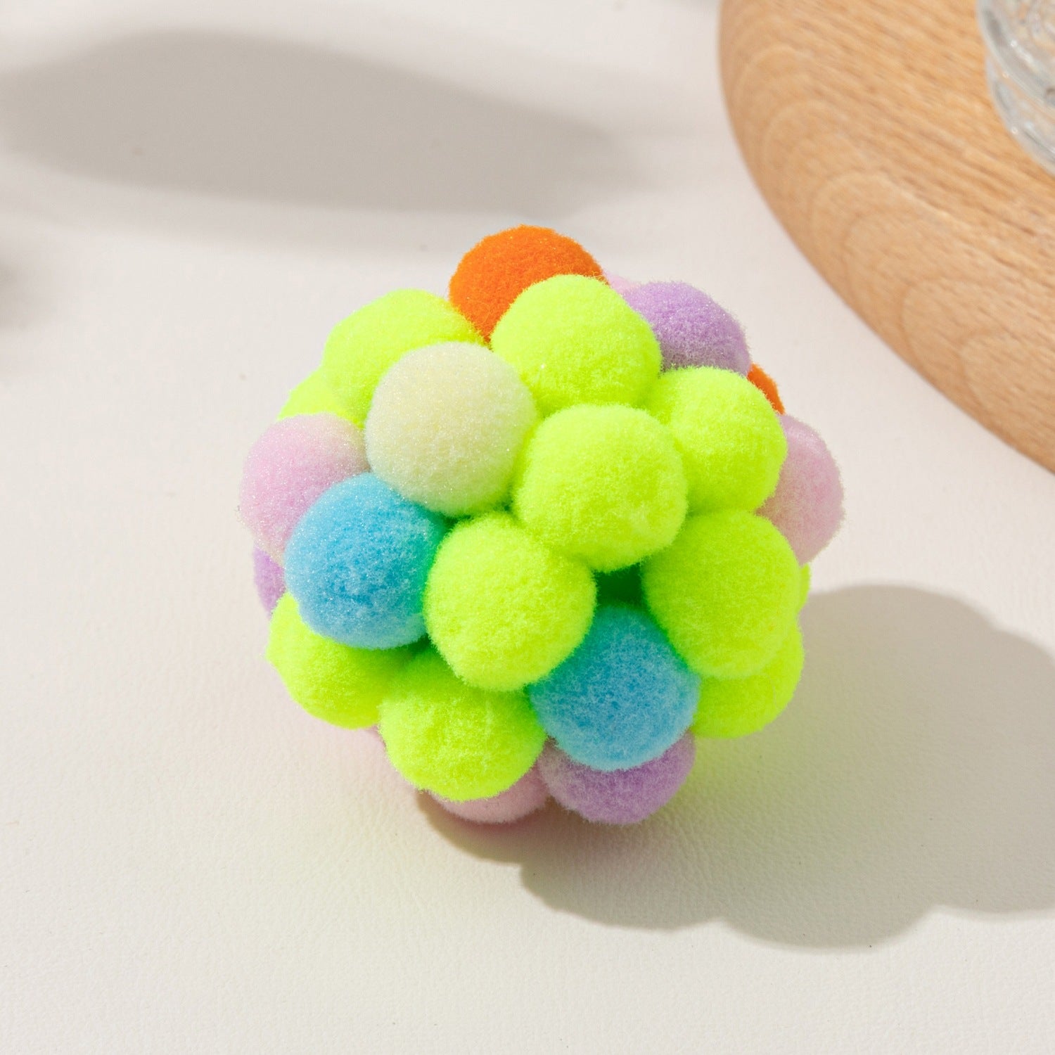 5cm Colorful Plush Pom Pom Cat Toy Balls, Interactive Kitten Chew & Chase Toys for Cats Exercise, Boredom Relief & Teeth Cleaning