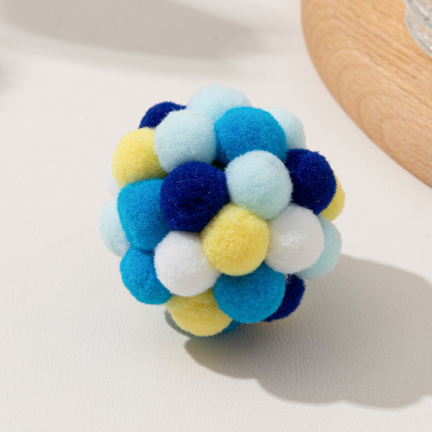 5cm Colorful Plush Pom Pom Cat Toy Balls, Interactive Kitten Chew & Chase Toys for Cats Exercise, Boredom Relief & Teeth Cleaning