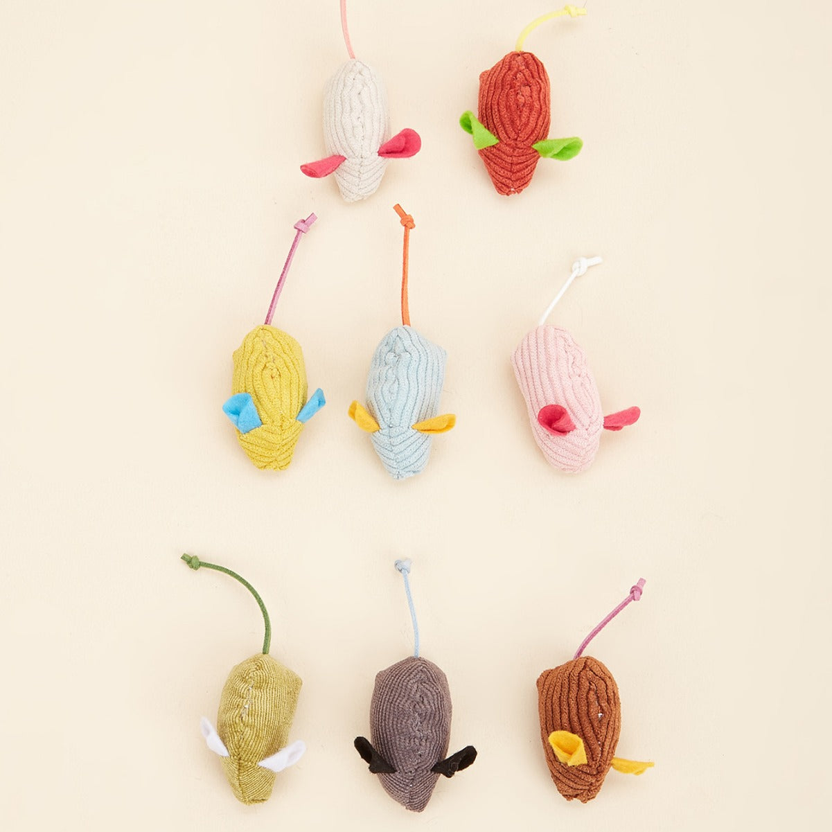 8-Pack Corduroy Catnip Mice Toys, Interactive Plush Mouse Cat Toys for Kitten & Adult Cat, Bite-Resistant Teeth Cleaning Chew Toys for Indoor Cats