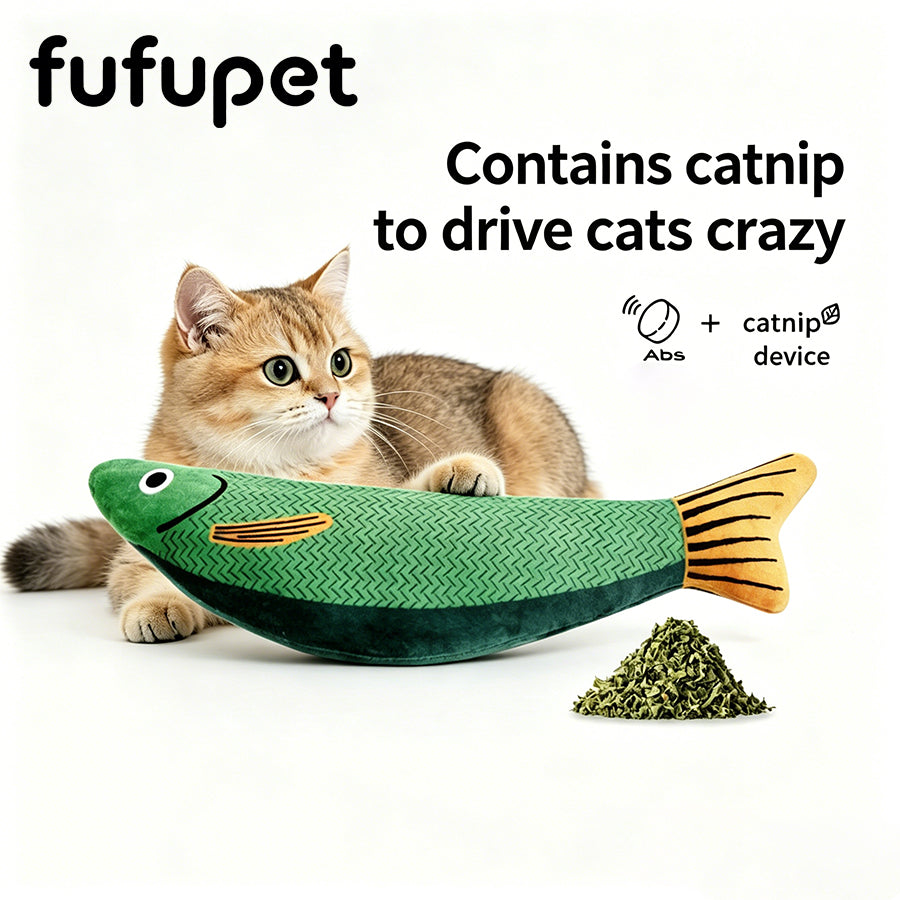 Catnip Fish Toy for Cats, Interactive Plush Kicker Toy with Crinkle Sound, Durable Chew Toy for Boredom Relief & Teeth Cleaning, Washable Simulation Fish Pillow for Indoor Cats Kitten