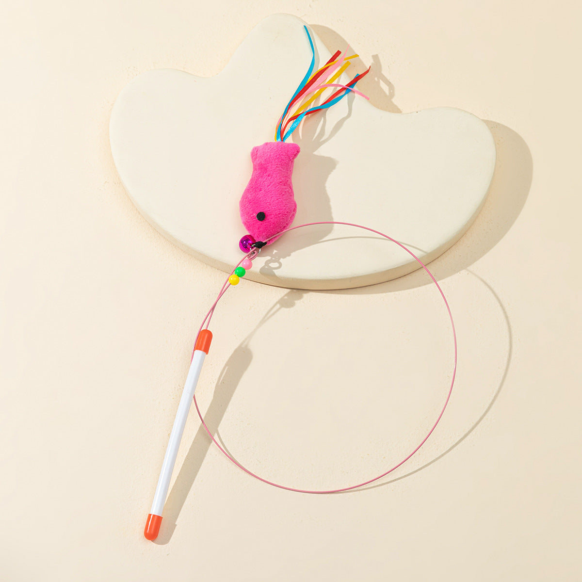 37.4" Durable Steel Wire Cat Teaser Wand | Interactive Feather/Mouse Cat Toy with Bell