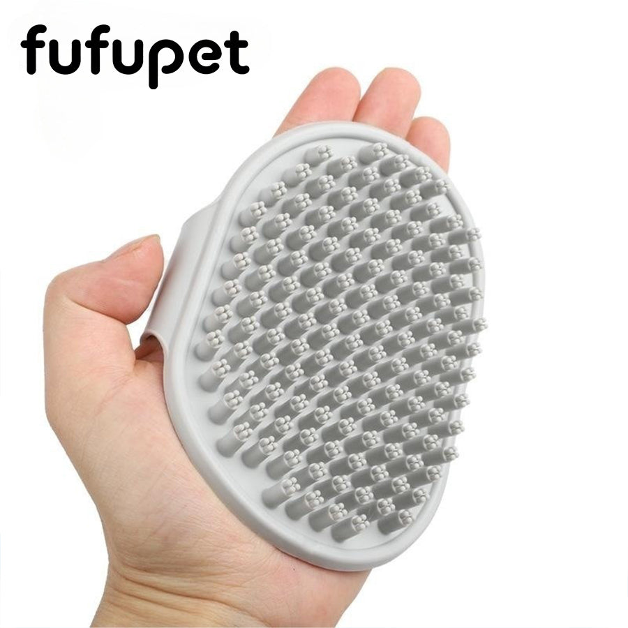 Silicone Pet Bath Brush, Grooming & Massage Brush for Dogs & Cats, Soft Bristles Shampoo Brush for Shedding, Bathing & Hair Removal, 4 Colors Available