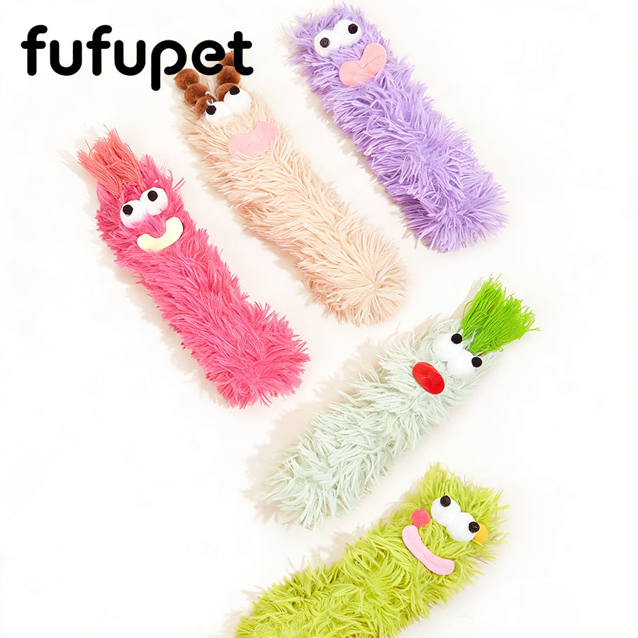 5PCS Funny Plush Cat Toys with Catnip, Interactive Crinkle Sound Kicker Toys for Indoor Cats, Soft Fluffy Monster Pillow Chew Toys for Kitten Teething, Boredom Relief & Exercise