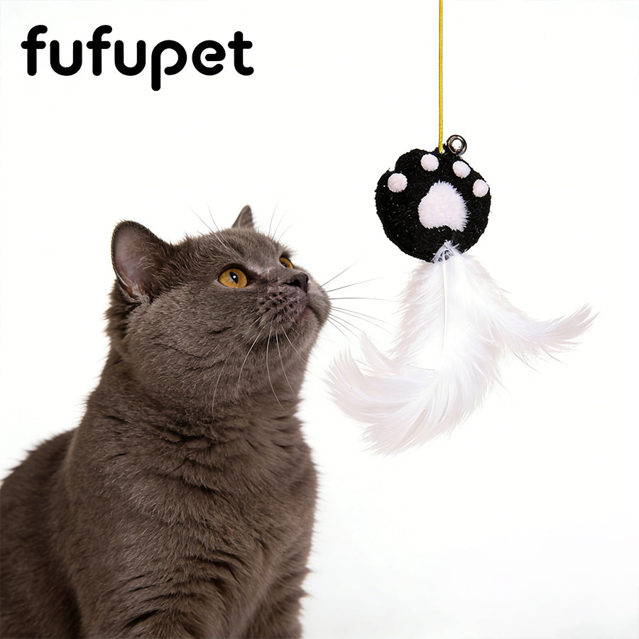 3Pcs Cat Paw Swing Hanging Feather Cat Toy with Bell & Suction Cup, Self-Play Interactive Kitten Teaser for Indoor Cats, Hands-Free Cat Enrichment Toy