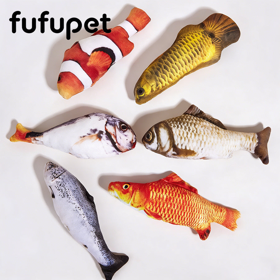 Interactive Cat Fish Toys, Cute Plush Fish Toys for Cats to Play, Bite & Kick