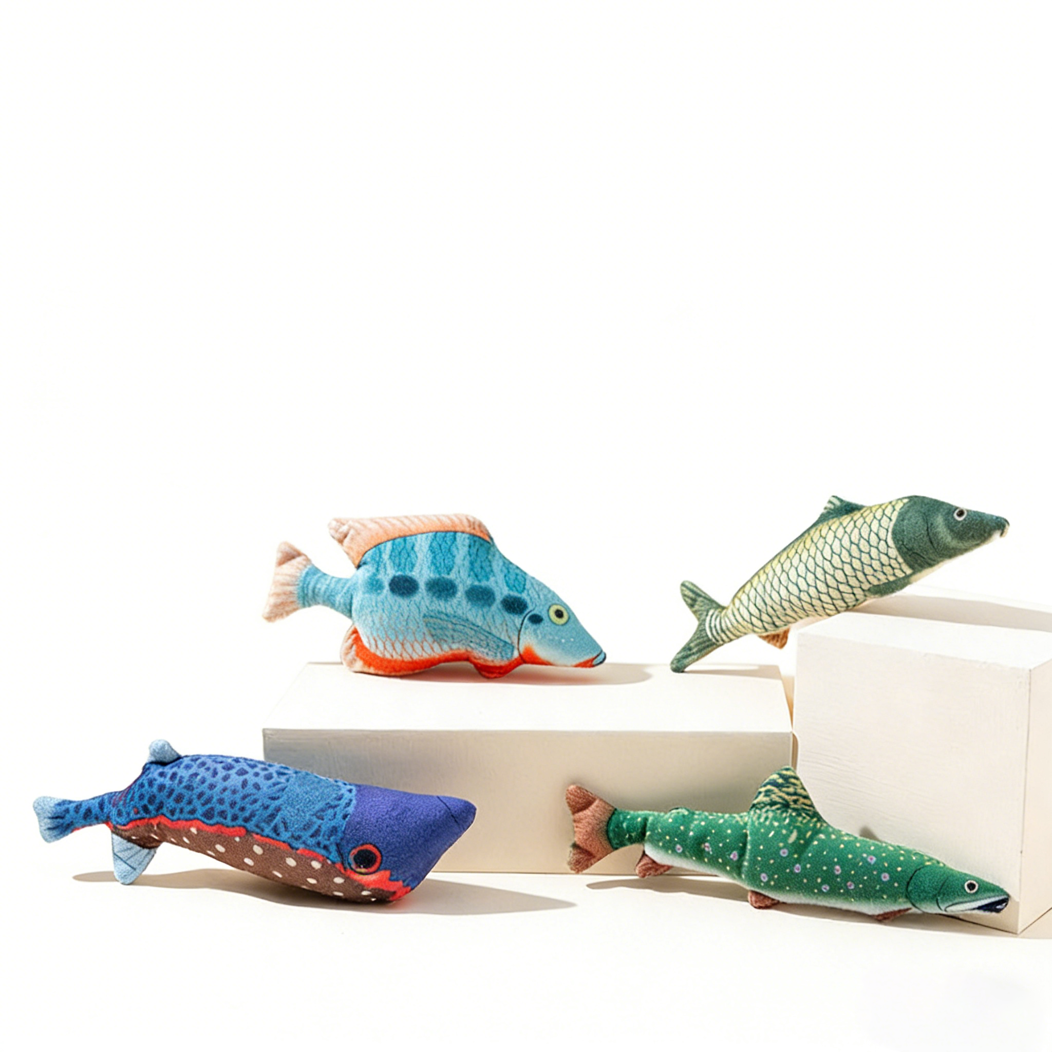 Colorful Plush Fish Cat Toy with Catnip & Squeaker - Interactive Kitten Teething & Play Toy
