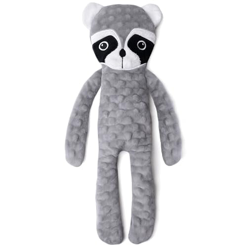SHARLOVY Dog Squeaky Toy No Stuffing 6 Pack, Dog Toys Crinkle for Small Puppy, Durable Chew Plush Cute Animals Natural for Teething Pet - For Medium and Large Breed / Raccoon
