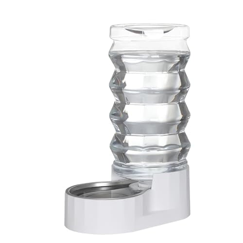RIZZARI Automatic Gravity Pet Dispenser: Helps Prevent Urinary Stones - Activated Carbon Ion Exchange System - 6.5L Large Capacity Stainless Steel-Ideal for Cats & Small Dogs-All-Day Hydration at Home - 8L / Bright White