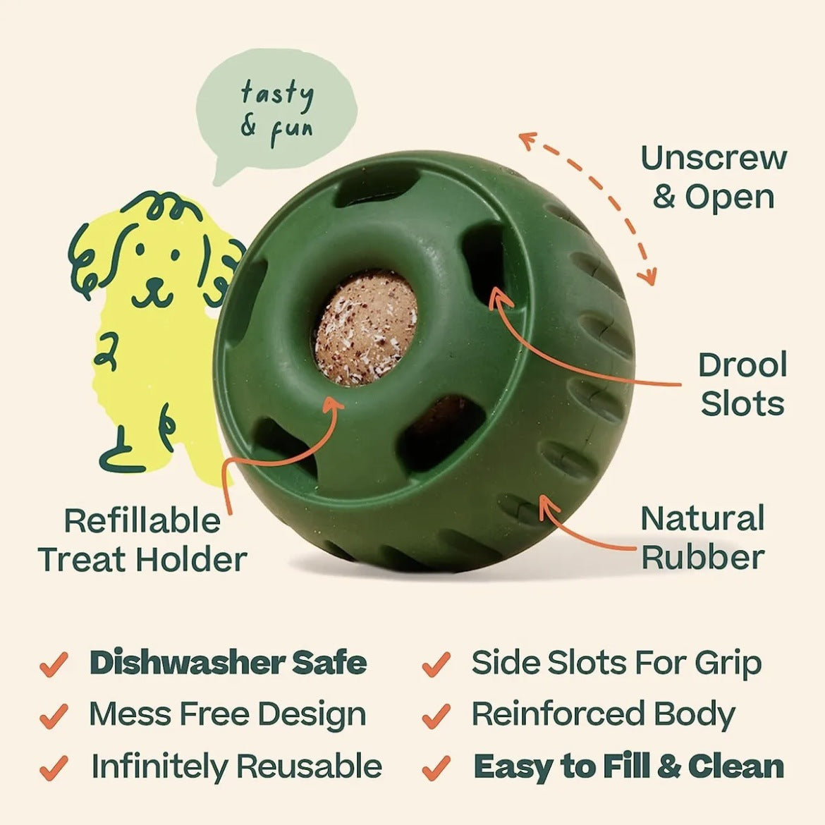FUFUPET Pupsicle Dog Enrichment Toy | Reusable Fillable Treat Ball for Boredom & Anxiety Relief