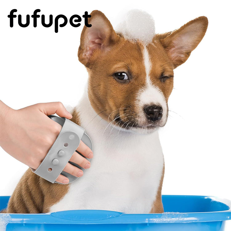 Silicone Pet Bath Brush, Grooming & Massage Brush for Dogs & Cats, Soft Bristles Shampoo Brush for Shedding, Bathing & Hair Removal, 4 Colors Available