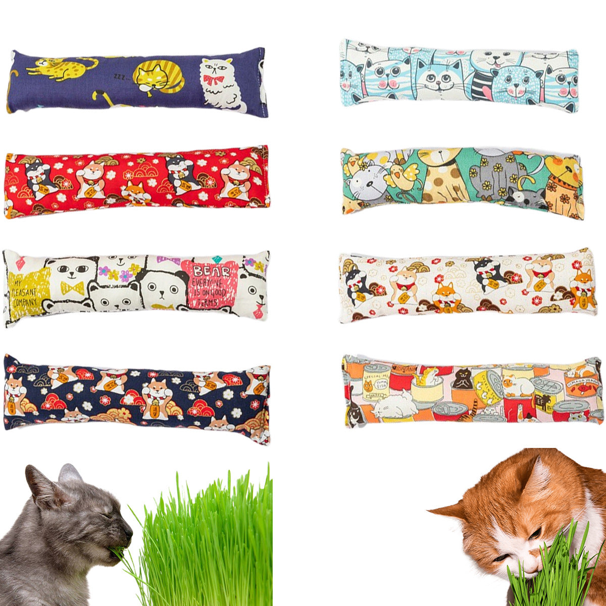 Catnip Kick Toys for Cats, 25cm Durable Plush Cat Chew Pillows with Catnip, Interactive Bite Toys for Kitten Teeth Grinding, Boredom Relief & Scratching Alternative, Multiple Cute Patterns