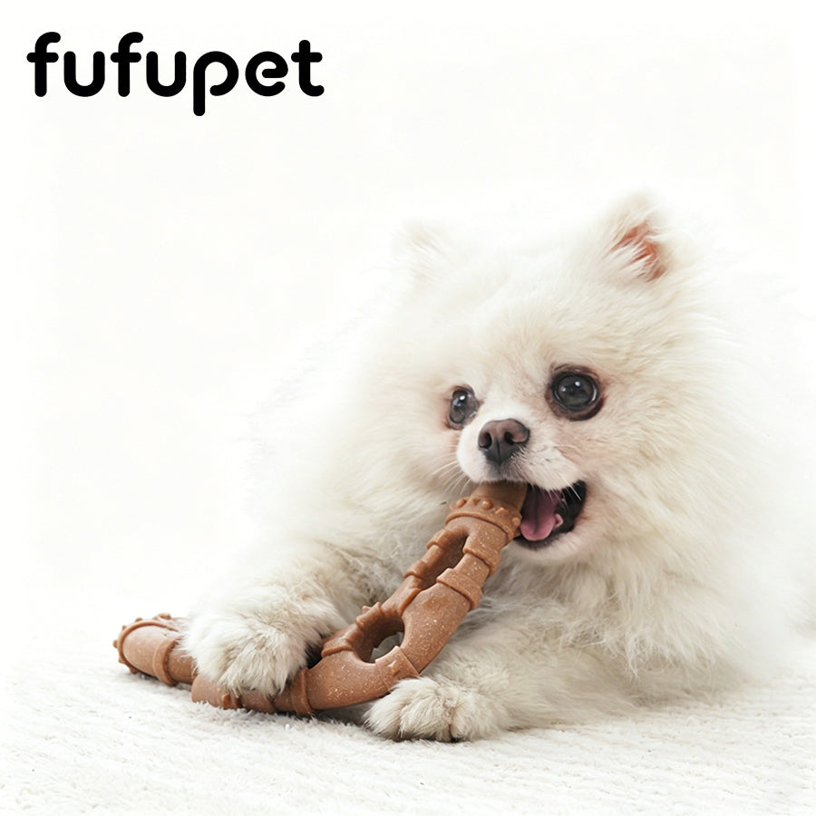 fufupet Wooden Plastic Dog Chew Toys, Durable Teeth Cleaning Puppy Bones for Small Medium Dogs, Safe PP Wood Powder Pet Toys for Aggressive Chewers