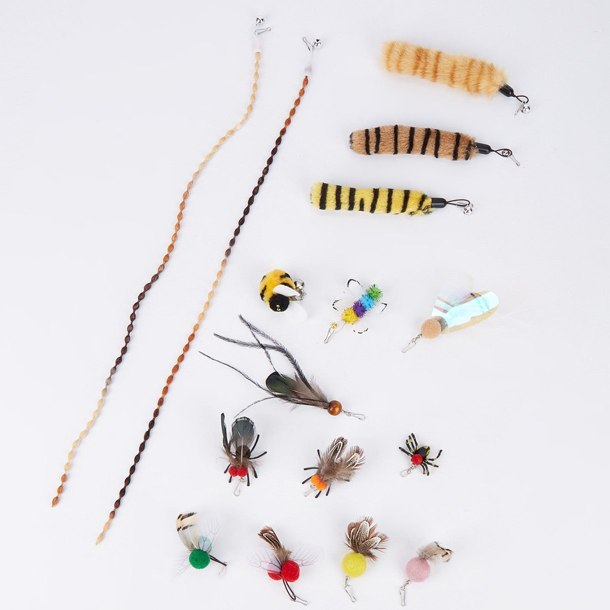 Interactive Feather Cat Teaser Refill Set - Assorted Insect & Bug Replacement Heads for Cat Wand Toys, Interactive Play for Kittens & Adult Cats