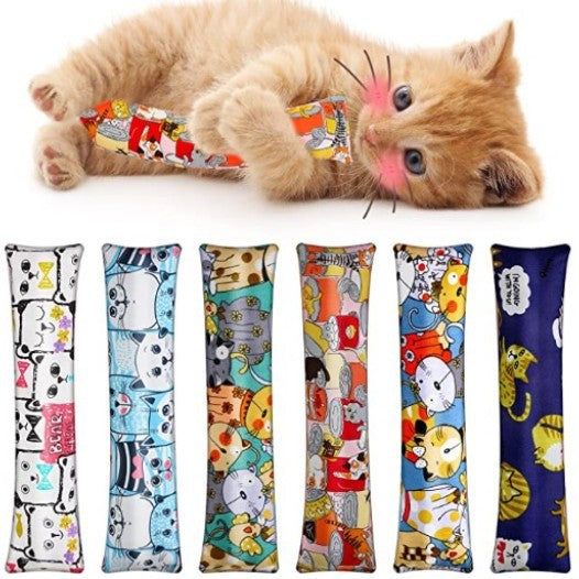 Catnip Kick Toys for Cats, 25cm Durable Plush Cat Chew Pillows with Catnip, Interactive Bite Toys for Kitten Teeth Grinding, Boredom Relief & Scratching Alternative, Multiple Cute Patterns