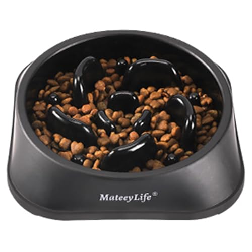 MateeyLife Slow Feeder Dog Bowls 2PCS, Anti-Choking Puzzle Dog Food Bowls, Anti-Slip Interactive Feeding Slow Down Eating, Bloat Stop Maze Dishes for Medium Breeds - H-Black / Medium