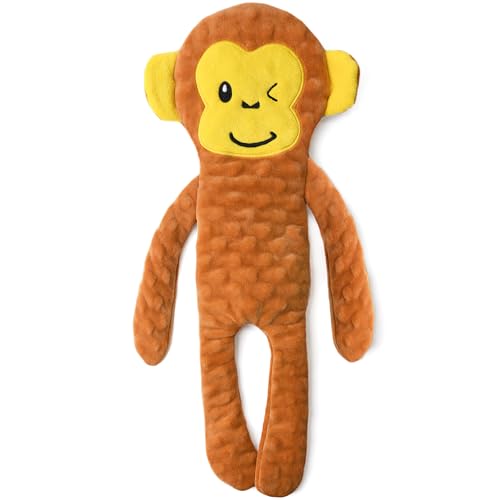 SHARLOVY Dog Squeaky Toy No Stuffing 6 Pack, Dog Toys Crinkle for Small Puppy, Durable Chew Plush Cute Animals Natural for Teething Pet - For Medium and Large Breed / Monkey