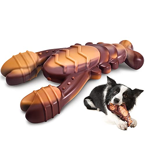 NEZIN Dog Toys for Aggressive Chewers, Indestructible Toys for Large Dogs, Dog Chew for Large Medium Small Breed, 3 Pack Super Chewer with Tough Nylon, Gift for Dogs - Lobster