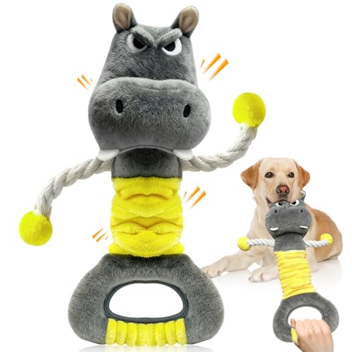 Fuufome Large Squeaky Dog Toys- Plush Dog Toys with Soft Fabric for Small, Medium, and Large Dogs Daily Companionship, Training Reward Gift - Yellow