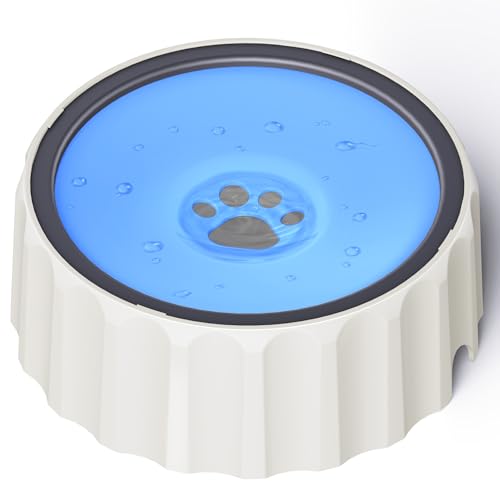 Dog Water Bowl No Spill 70oz/2L Large Capacity Dispenser Non Slip No Splash Bowl Pet Slow Feeder No Drip Dog Water Bowl on Vehicle Slow Water Bowl for Dogs and Cats - Blue