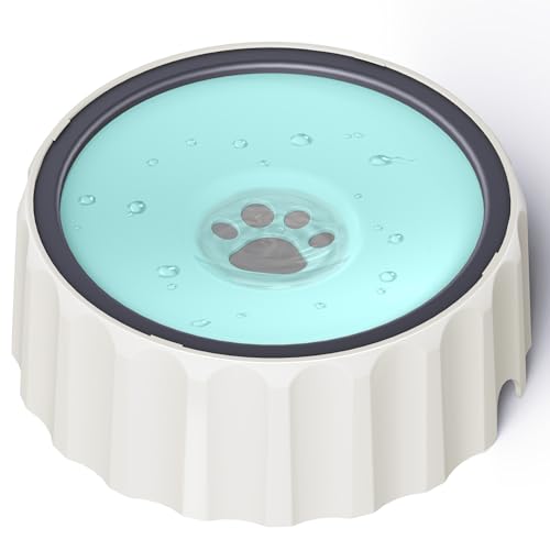 Dog Water Bowl No Spill 70oz/2L Large Capacity Dispenser Non Slip No Splash Bowl Pet Slow Feeder No Drip Dog Water Bowl on Vehicle Slow Water Bowl for Dogs and Cats - Green