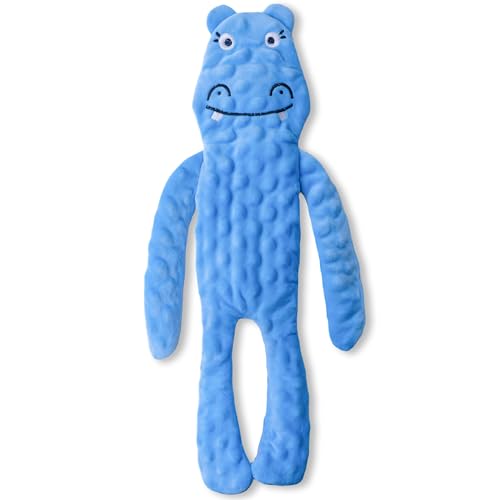 SHARLOVY Dog Squeaky Toy No Stuffing 6 Pack, Dog Toys Crinkle for Small Puppy, Durable Chew Plush Cute Animals Natural for Teething Pet - For Medium and Large Breed / Hippo