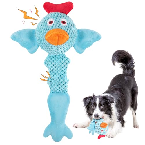 Fuufome Large Squeaky Dog Toys- Plush Dog Toys with Soft Fabric for Small, Medium, and Large Dogs Daily Companionship, Training Reward Gift - sky blue