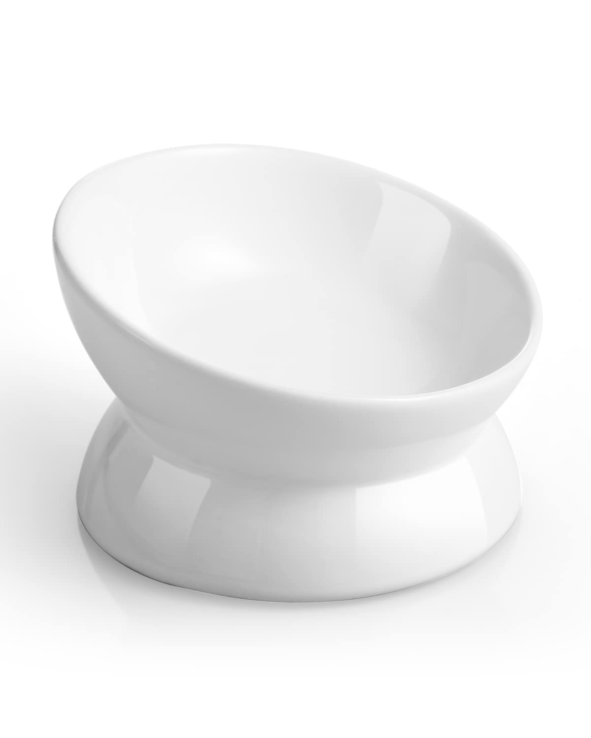 Kitty City Elevated Cat Bowls (Set of 2), Whisker-Friendly Raised Cat Food & Water Dishes, Modern Pedestal Design, Dishwasher Safe, 6.5 oz Each – White & Gray