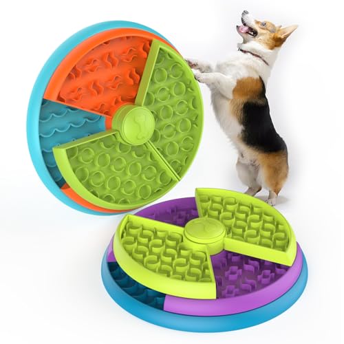 Slow Feeder Dog Bowl 3 Levels, Reduces Boredom and Anxiety, Non-Slip Interactive Puzzle Feeder, Suitable for Small/Medium/Larger Dogs - Orange and Purple