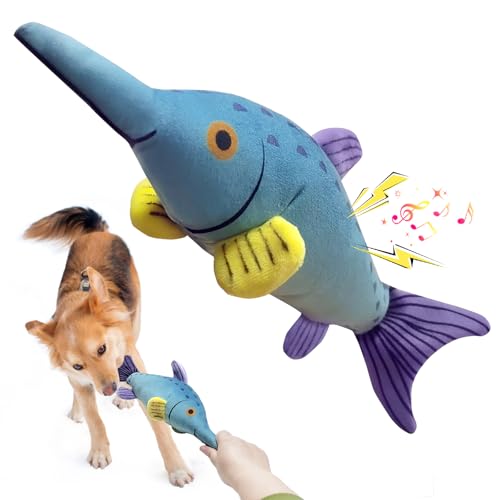 Fuufome Large Squeaky Dog Toys- Plush Dog Toys with Soft Fabric for Small, Medium, and Large Dogs Daily Companionship, Training Reward Gift - Light blue