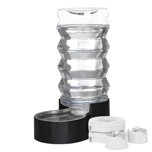 RIZZARI Automatic Gravity Pet Dispenser: Helps Prevent Urinary Stones - Activated Carbon Ion Exchange System - 6.5L Large Capacity Stainless Steel-Ideal for Cats & Small Dogs-All-Day Hydration at Home - 6.5L / Dark Black