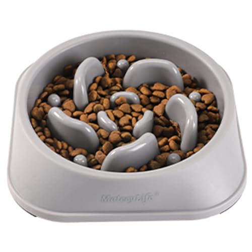 MateeyLife Slow Feeder Dog Bowls 2PCS, Anti-Choking Puzzle Dog Food Bowls, Anti-Slip Interactive Feeding Slow Down Eating, Bloat Stop Maze Dishes for Medium Breeds - I-Gray / Medium