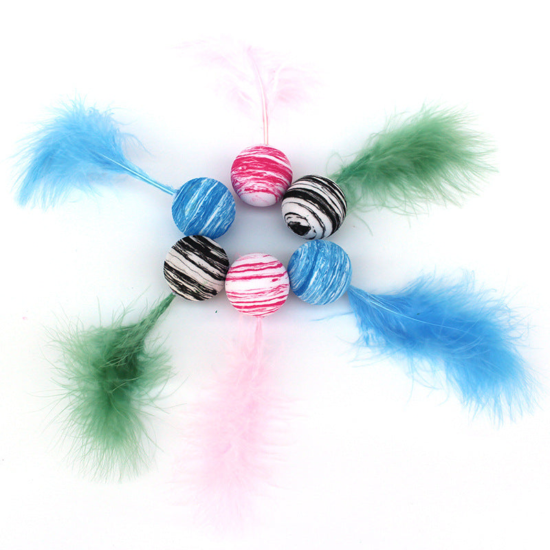 Interactive Feather Space Ball Cat Toy | Durable EVA Ball with Soft Feather for Kitten Play & Hunting Fun