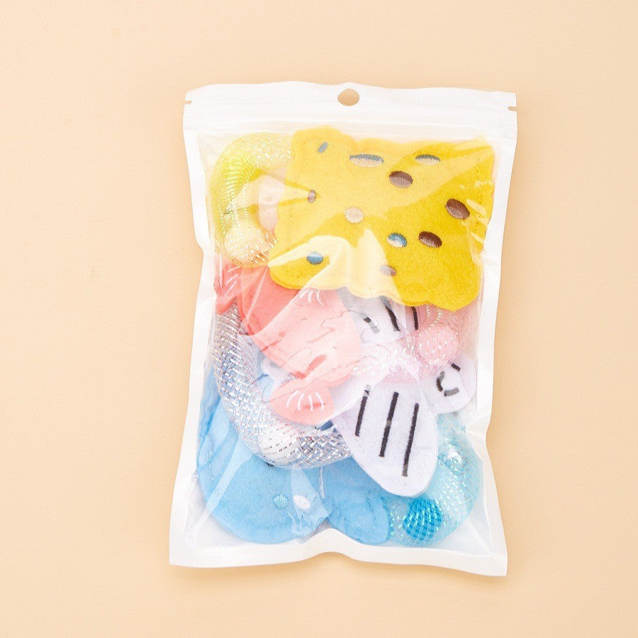 Interactive Cat Toy with Bell & Catnip - Mesh Spring Ring Plush Toy for Kitten Self-Play, Bite & Teeth Cleaning