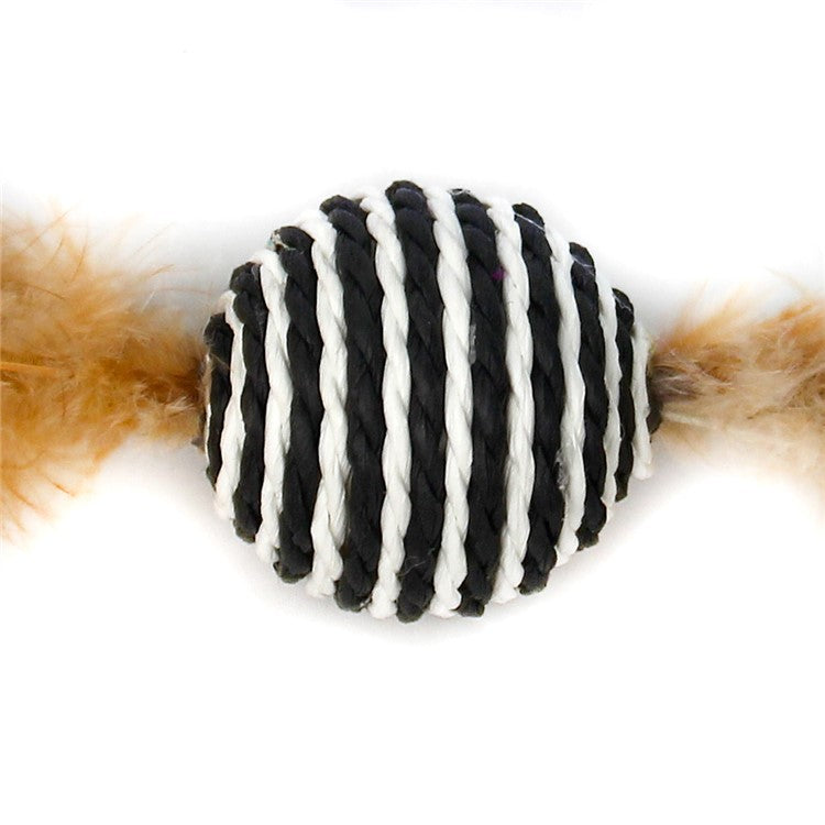 Colorful Striped Sisal Cat Ball Toy with Feather Tassels – Durable Pet Plaything for Cats & Kittens