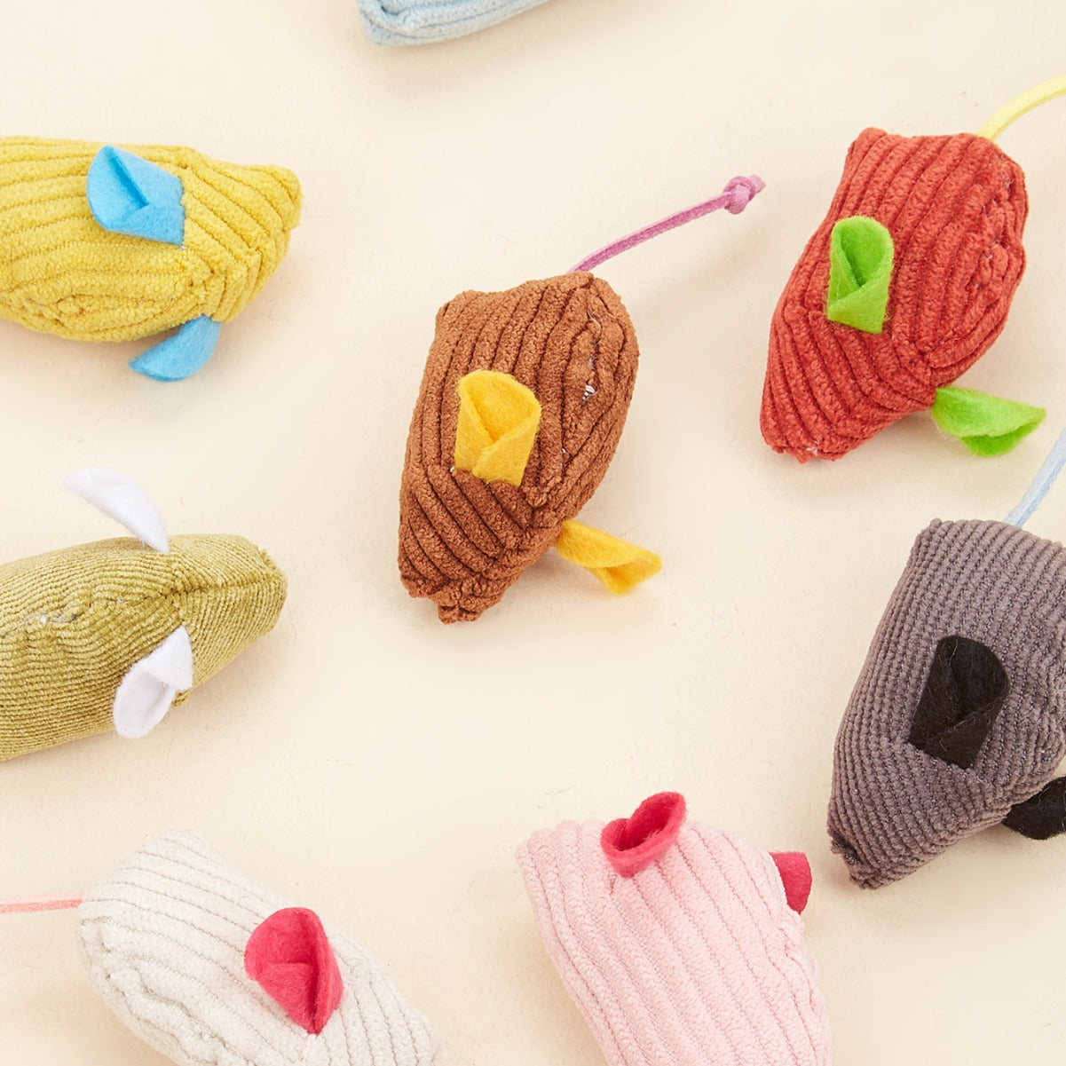 8-Pack Corduroy Catnip Mice Toys, Interactive Plush Mouse Cat Toys for Kitten & Adult Cat, Bite-Resistant Teeth Cleaning Chew Toys for Indoor Cats