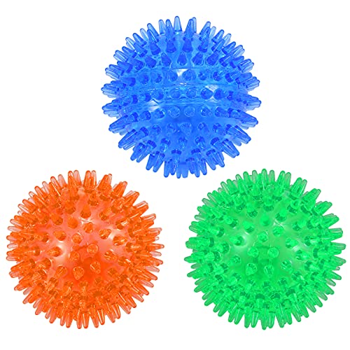 petizer 6 Pack 2.5” Squeaky Dog Toy Balls, Floating Dogs Pool Balls, Spiky Dog Balls, Durable Interactive Fetch Toys for Puppy, Dog Chew Toys for Teething (2.5", Small Dog) - 2.5" (Small Dog) / Blue+Orange+Green