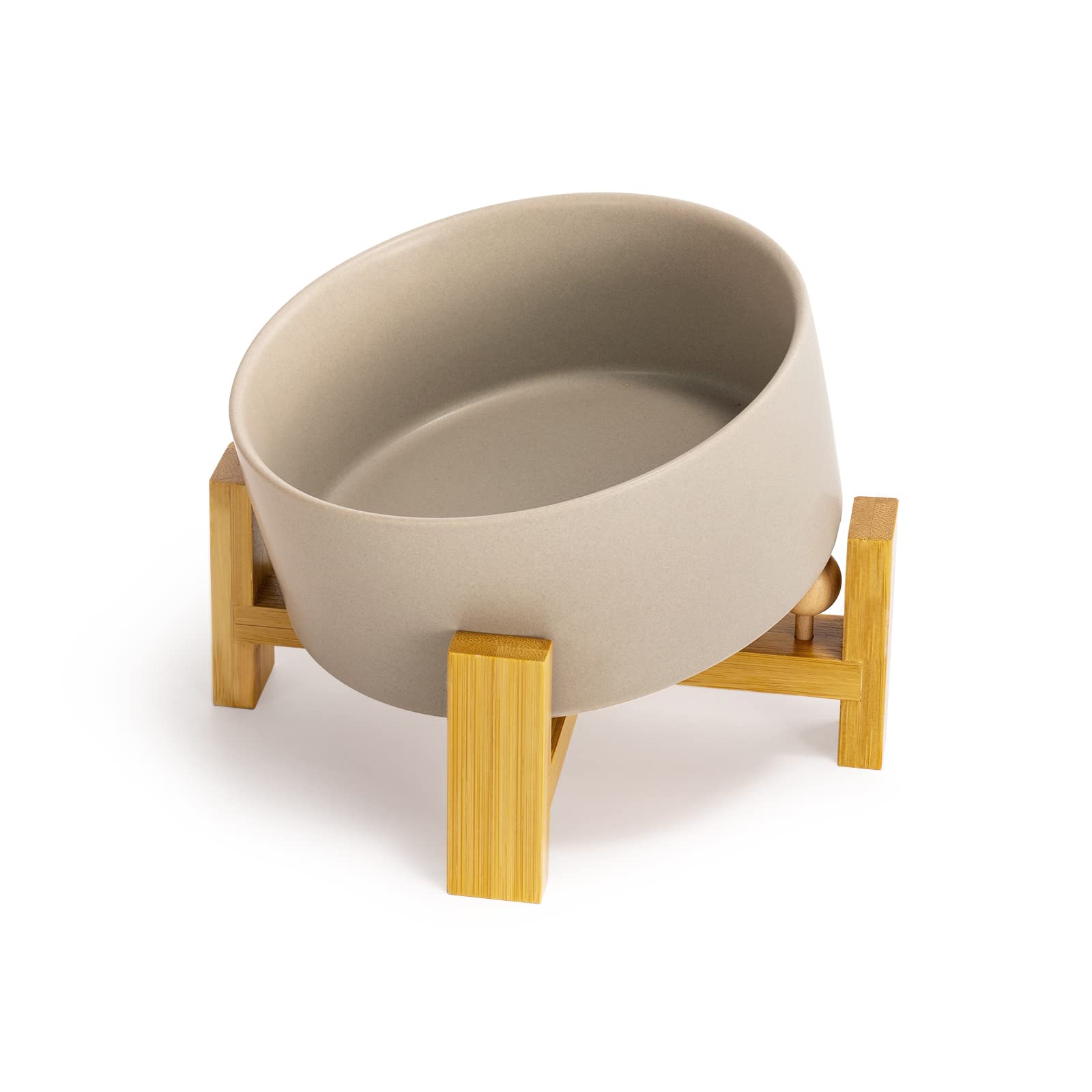 Petygooing Black Elevated/Raised 15°Slanted Ceramic Dog Bowl for Small and Medium Breeds, Tilted Anti Slip Pet Feeding Bowl,Food Water Dish with Stand for Cats and Dogs (28 OZ/3.6 Cups)